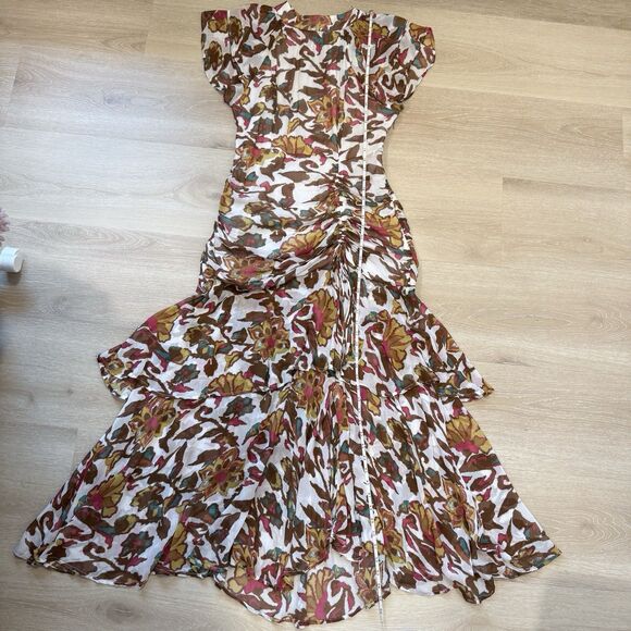 Cleobella Cecilia Ankle Dress Shea M Floral Chiffon Boho Maxi Slit Wedding Guest - Picture 8 of 16